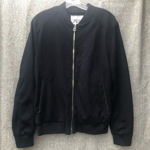 Zara Navy Pique Bomber Jacket